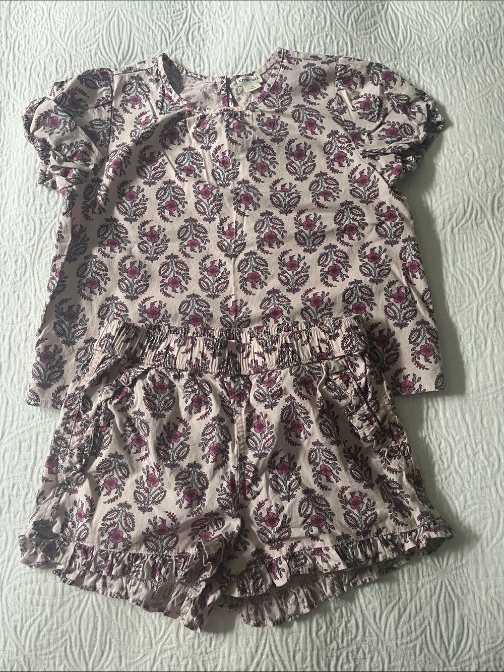 Crewcuts Pink & Purple Floral Top with Matchinh Elastic Waist Shorts, Size 10